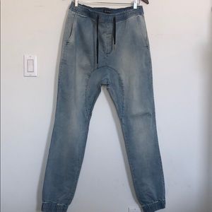 ZANEROBE BLUE DRAWSTRING DENIM JOGGERS